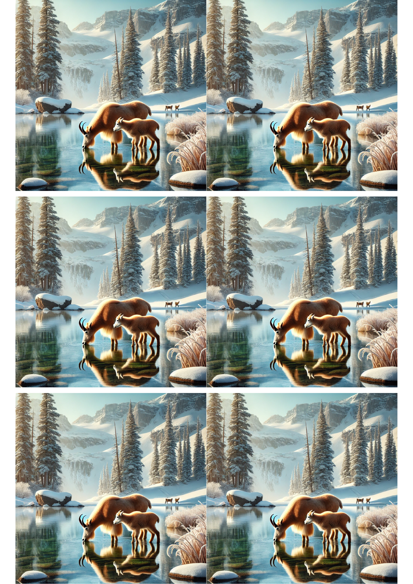 Sticker Sheet / Greeting Card – Chamois By The Stream Collage Cat. No. 2044