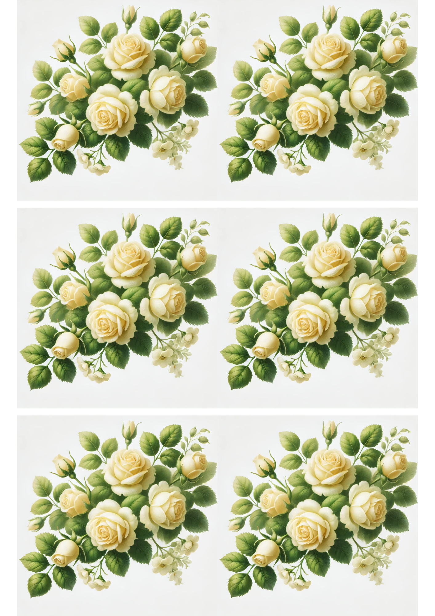 Sticker Sheet / Greeting Card – Cream Rose Garland Collage Cat. No. 2048