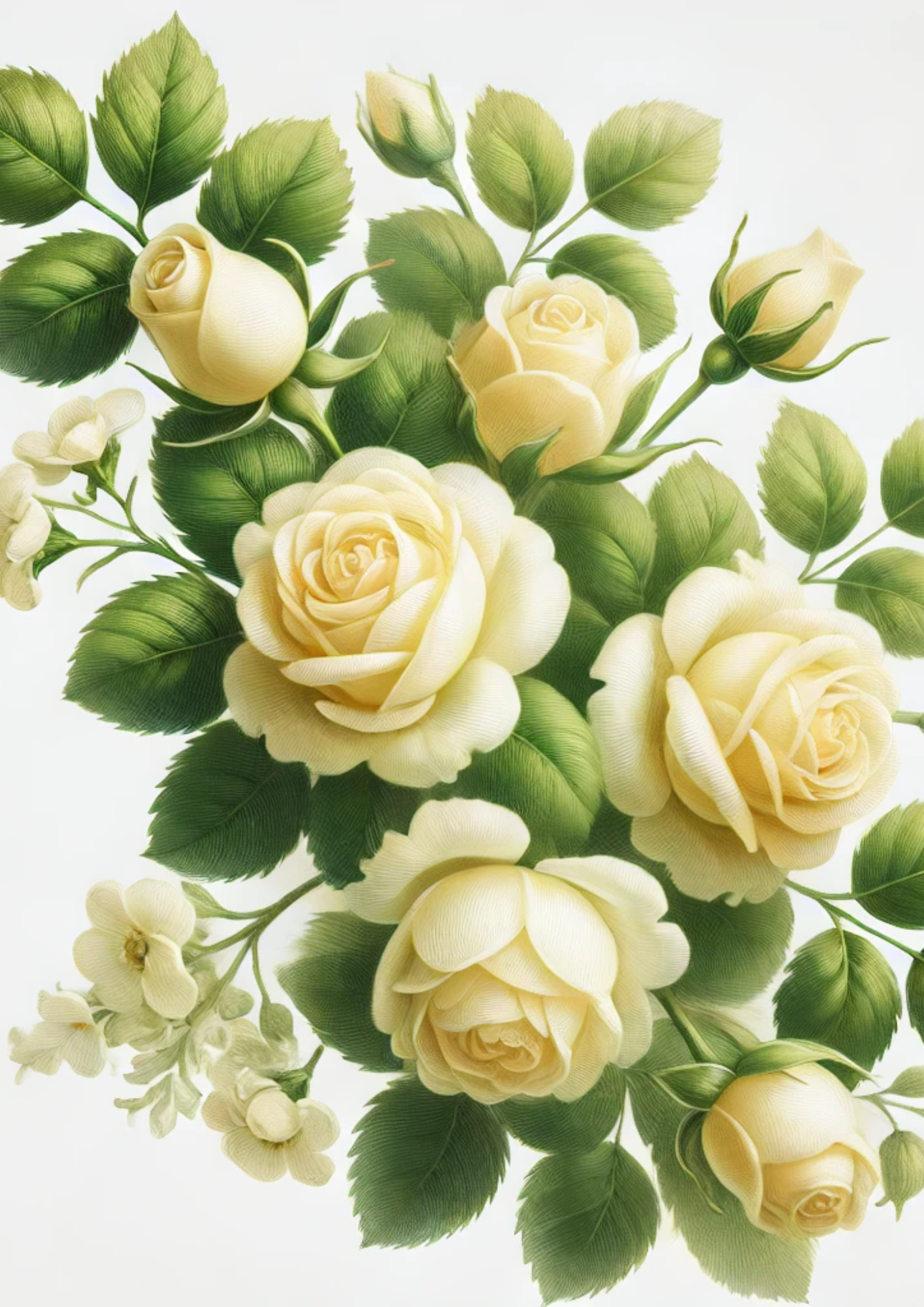 Sticker Sheet / Greeting Card – Cream Rose Garland Full Cat. No. 2049