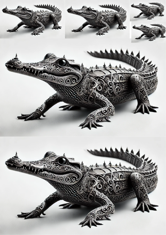 Sticker Sheet Crocodile In Gothic Style Collage Cat. No. 1437