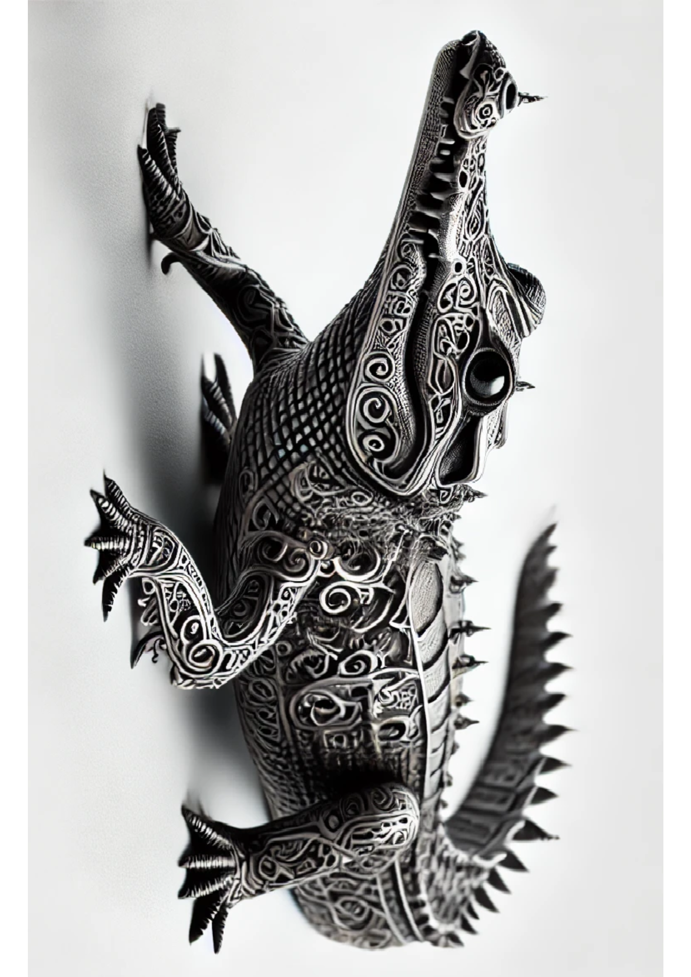 Sticker Sheet / Greeting Card – Crocodile In Gothic Style Full Cat. No. 1438