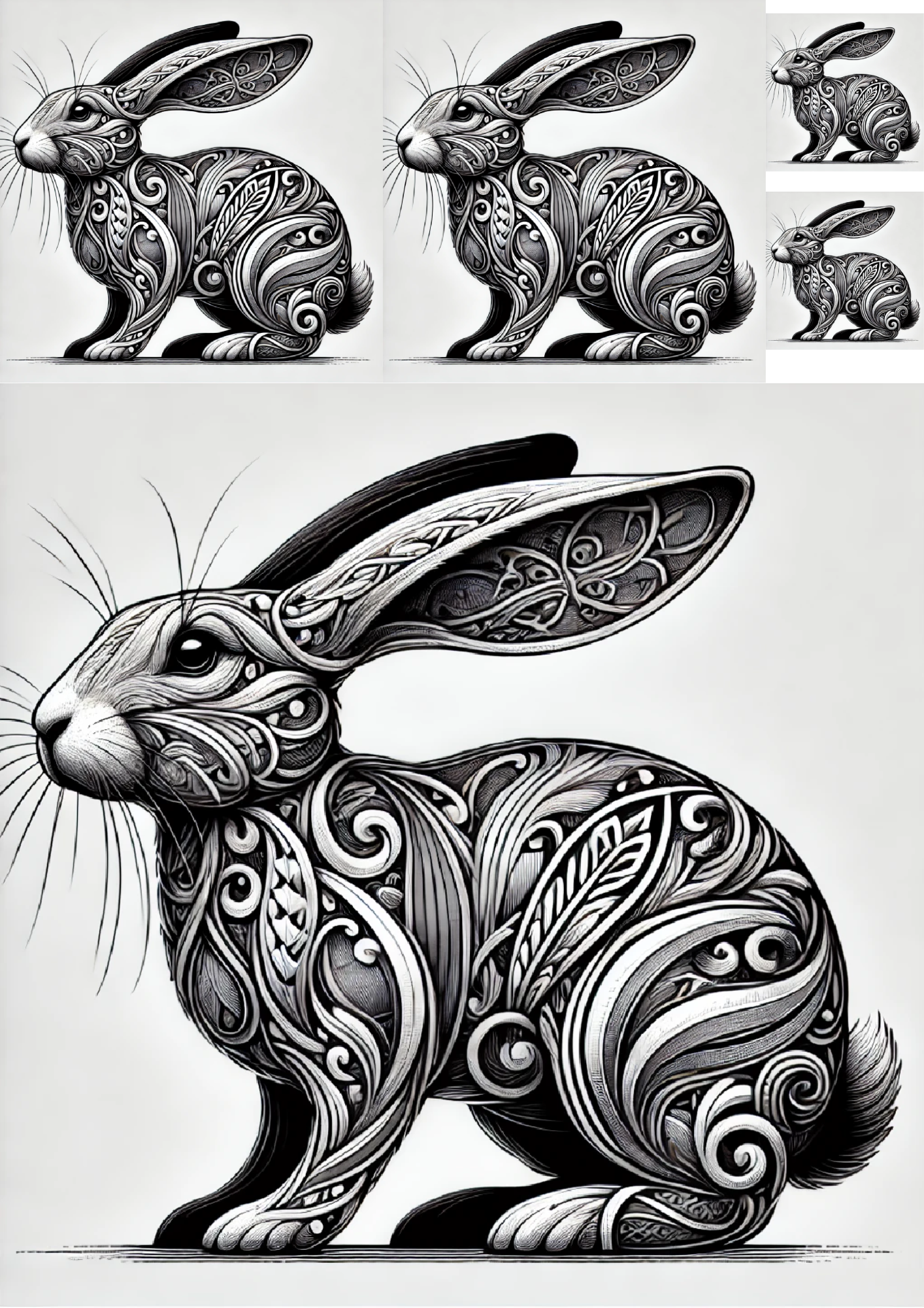 Sticker Sheet / Greeting Card – Rabbit In Gothic Style Collage Cat. No. 1439