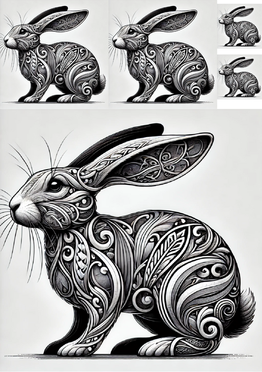 Sticker Sheet Rabbit In Gothic Style Collage Cat. No. 1439