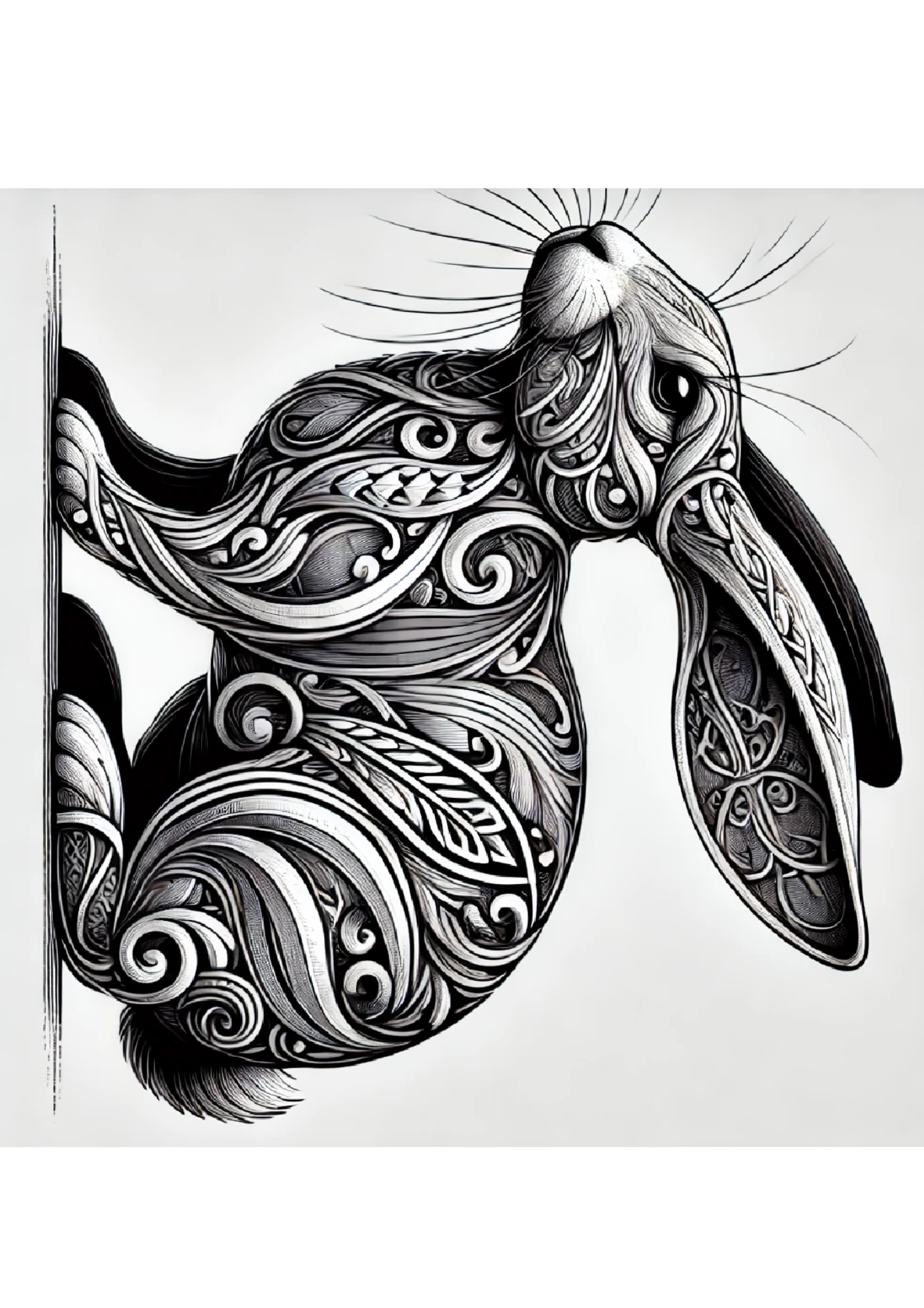 Sticker Sheet / Greeting Card – Rabbit In Gothic Style Full Cat. No. 1440