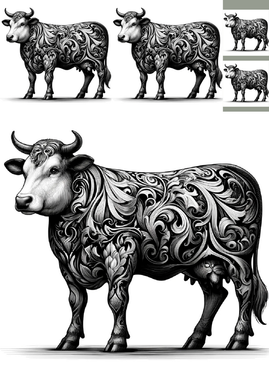 Sticker Sheet – Cow In Gothic Style Collage Cat. No. 1198