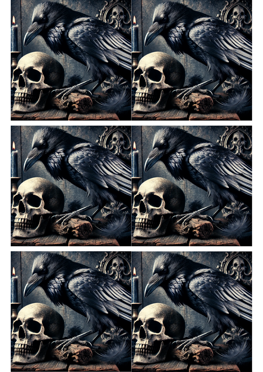 Sticker Sheet – Raven And Skull Collage Cat. No. 2845