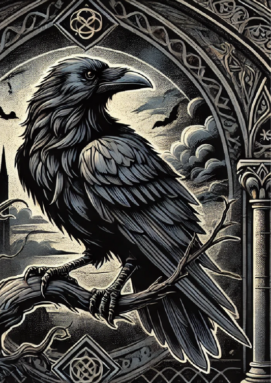 Sticker Sheet Raven In Gothic Style Full Cat. No. 1312