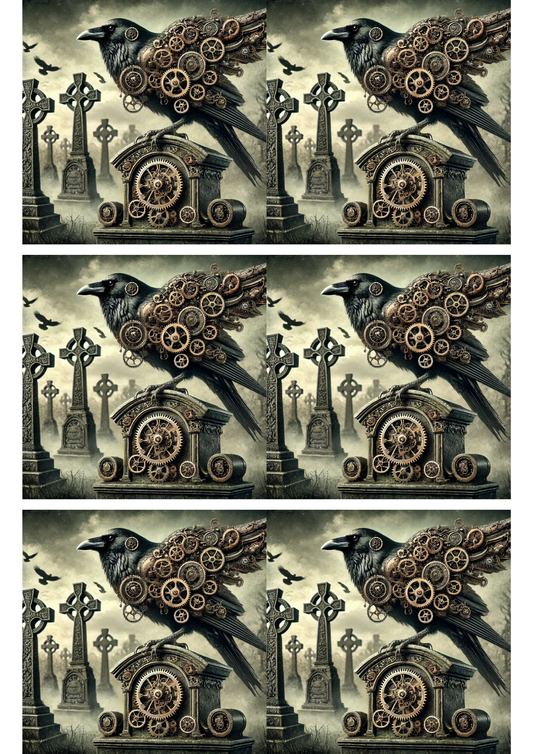 Sticker Sheet – Raven Halloween Steampunk 2 Collage Cat. No. 2849