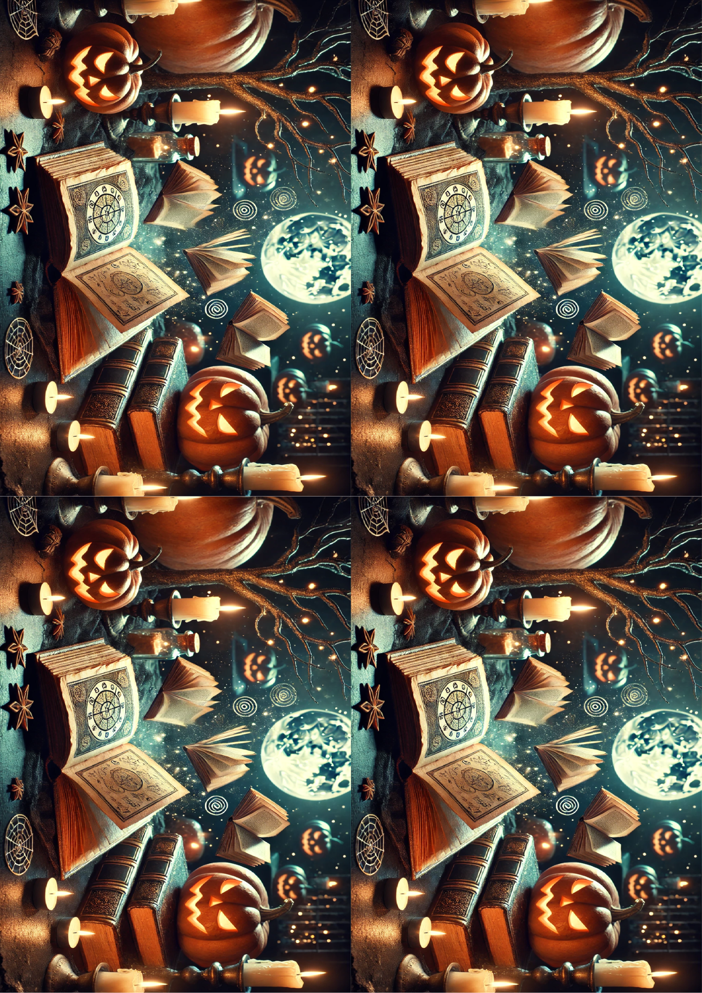 Sticker Sheet / Greeting Card – Halloween Magic Book Collage Cat. No. 1616