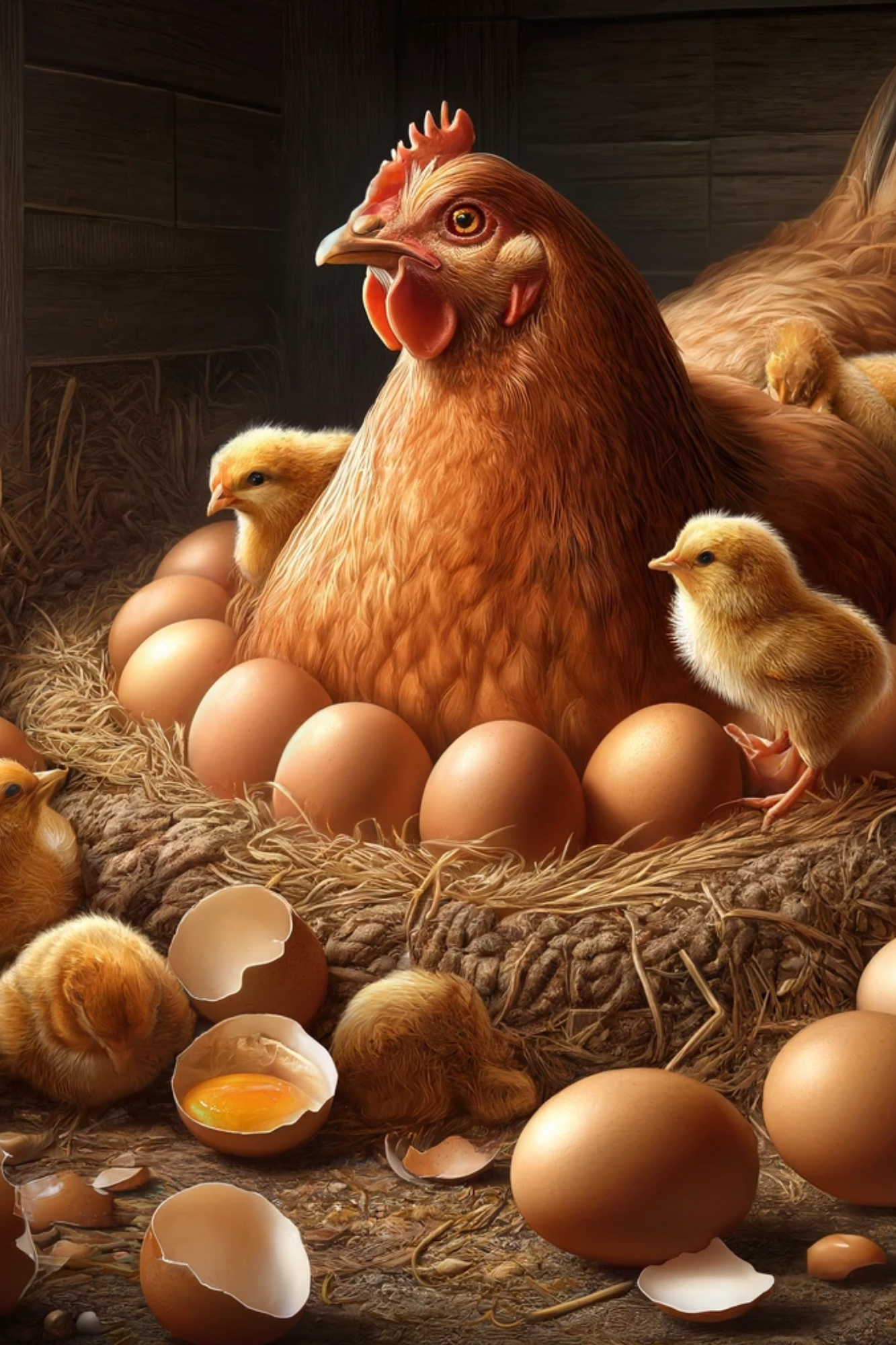 Sticker Sheet / Greeting Card – Hen Hatches Eggs Cat. No. 177