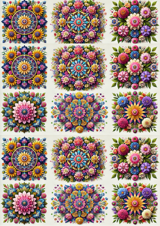 Sticker Sheet – Flower Mandalas Collage Cat. No. 3043