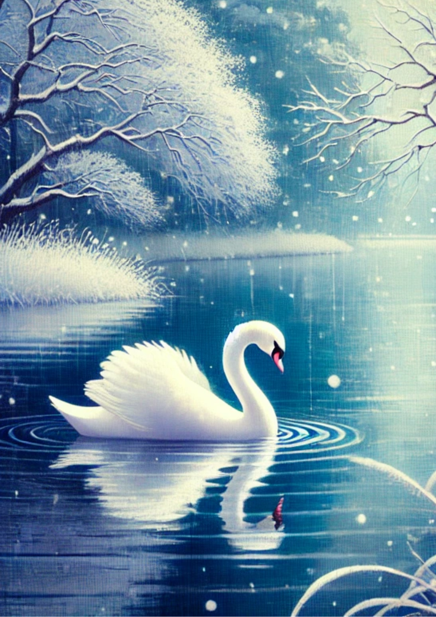 Sticker Sheet / Greeting Card – Swan Winter Full, Cat. No. 2057