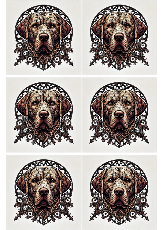 Sticker Sheet – Labrador In Gothic Style Collage, Cat. No. 2060