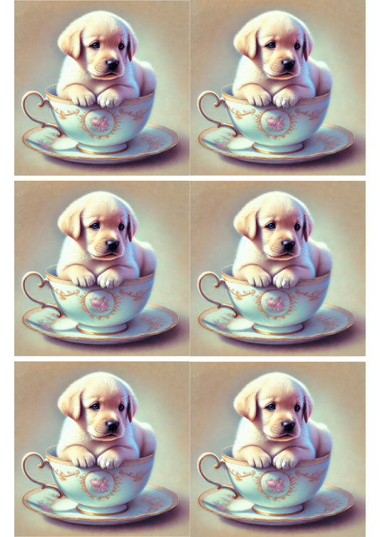 Sticker Sheet – Little Labrador In A Cup Collage, Cat. No. 2062