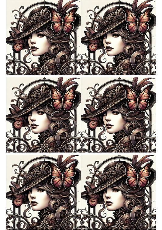 Sticker Sheet – Woman In Gothic Style Collage, Cat. No. 2068