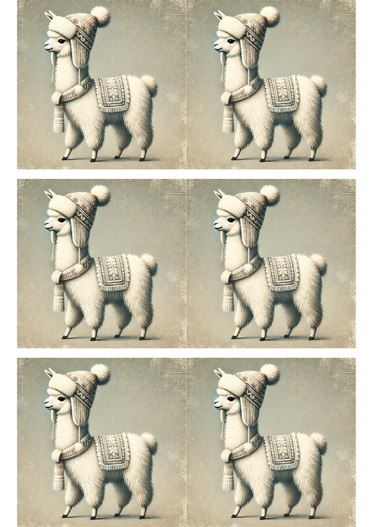 Sticker Sheet Llama Vintage Collage Cat. No. 1680