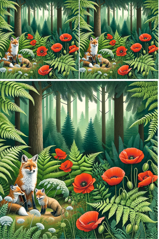 Sticker Sheet Fox and Poppies Collage Cat. No. 621