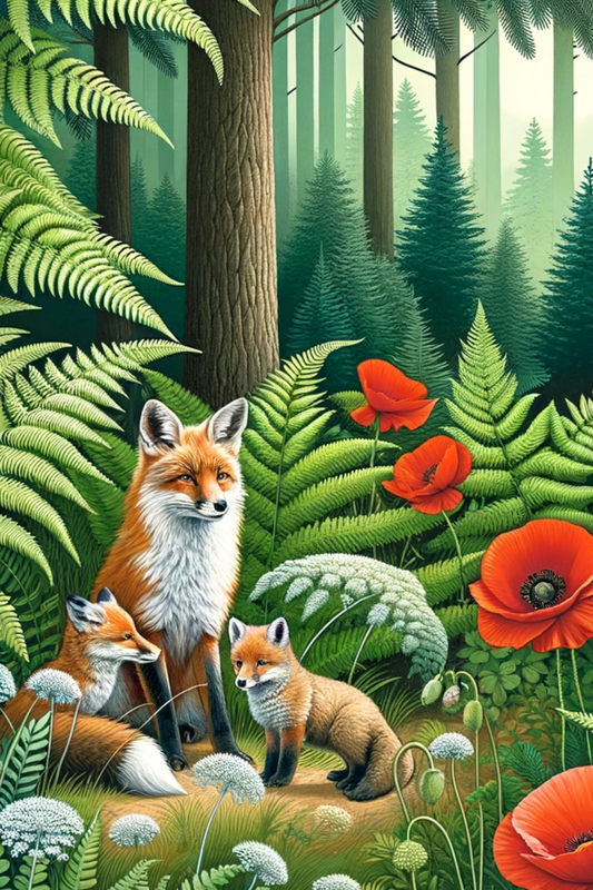 Sticker Sheet Fox and Poppies Full Cat. No. 622