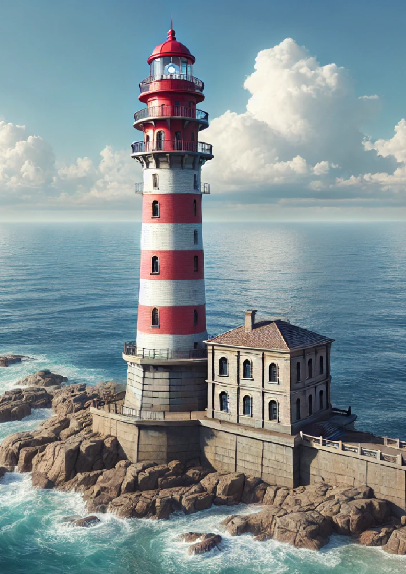 Sticker Sheet / Greeting Card – Lighthouse On Breakwater Full Cat. No. 1318