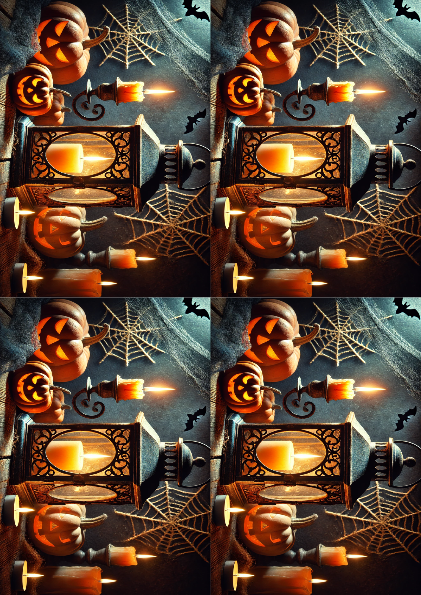 Sticker Sheet / Greeting Card – Halloween Lantern With Candle Collage Cat. No. 1618