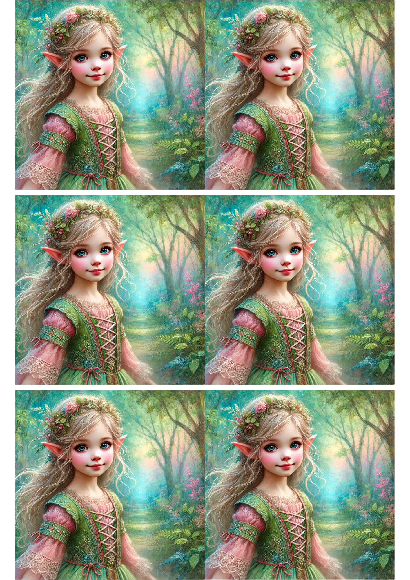 Sticker Sheet / Greeting Card – Woodland Elf Collage, Cat. No. 2074