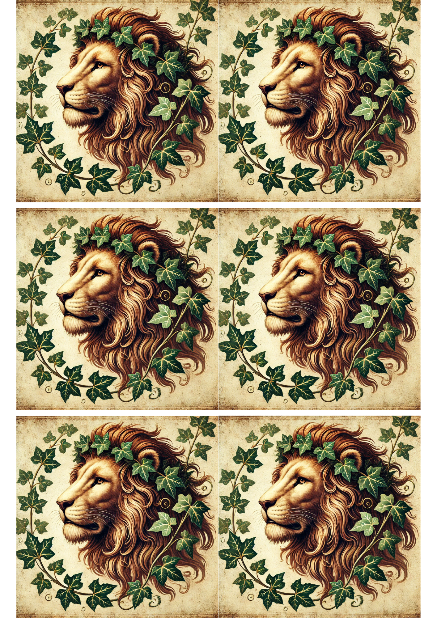 Sticker Sheet / Greeting Card – Lion In Ivy Collage, Cat. No. 2078