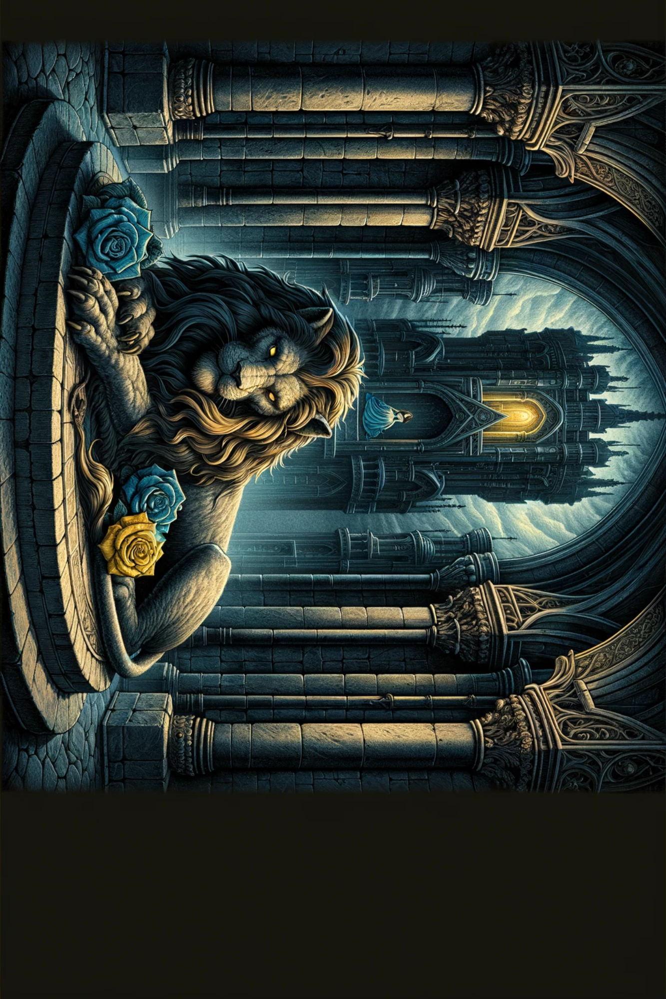 Sticker Sheet / Greeting Card – Gothic Lion Roses Princess Full Cat. No. 186