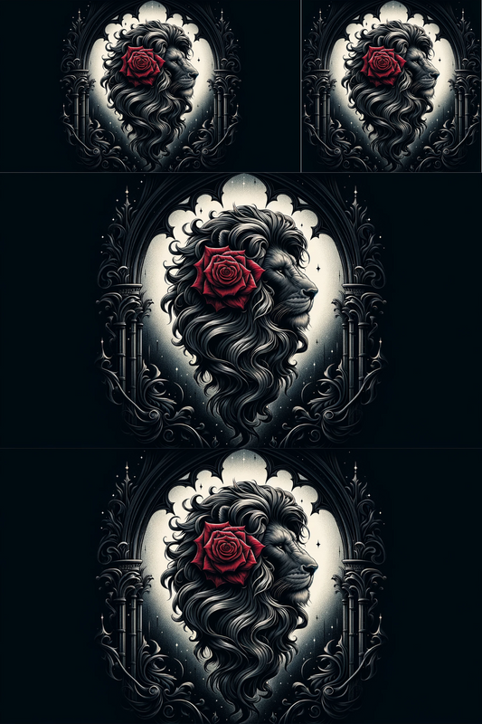 Sticker Sheet Lion Gothic Rose Collage Cat. No. 187