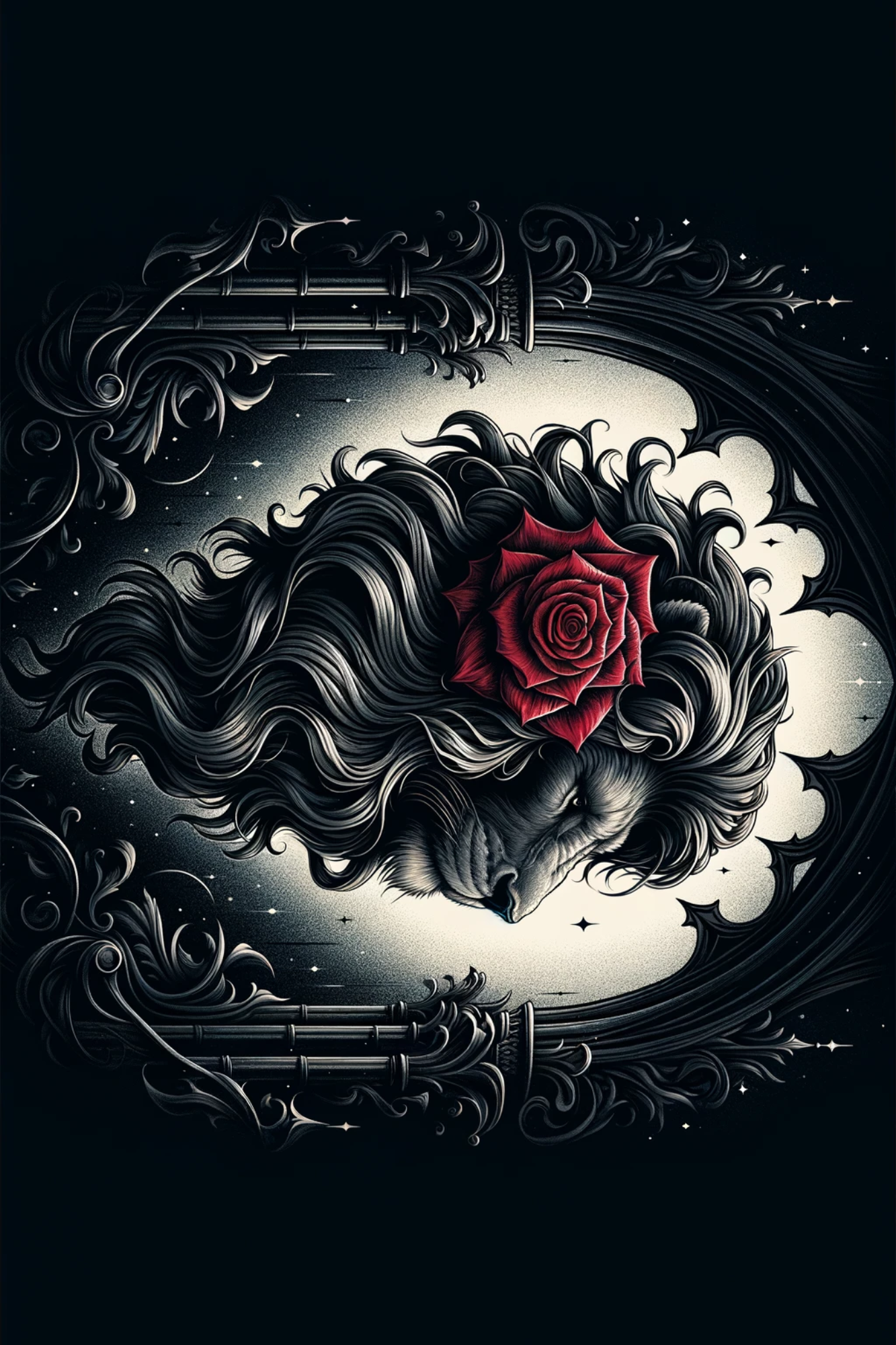 Sticker Sheet / Greeting Card – Lion Gothic Rose Full Cat. No. 188