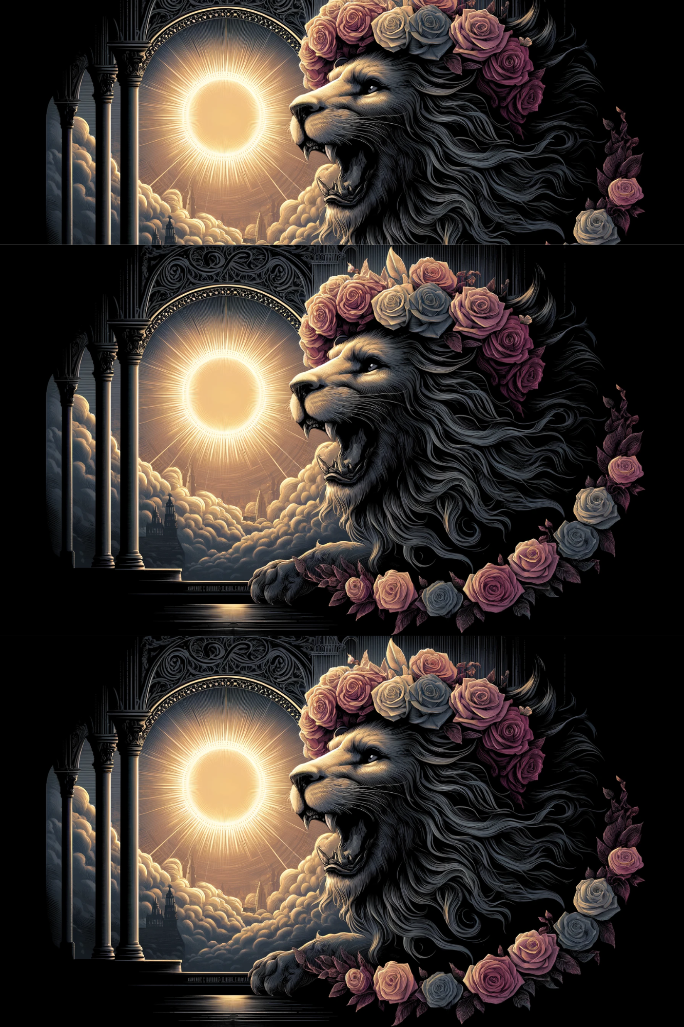 Sticker Sheet / Greeting Card – Lion Gothic Sunset Collage Cat. No. 189