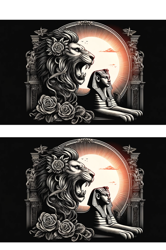Sticker Sheet – Gothic Lion, Sphinx Sunset Collage Cat. No. 191