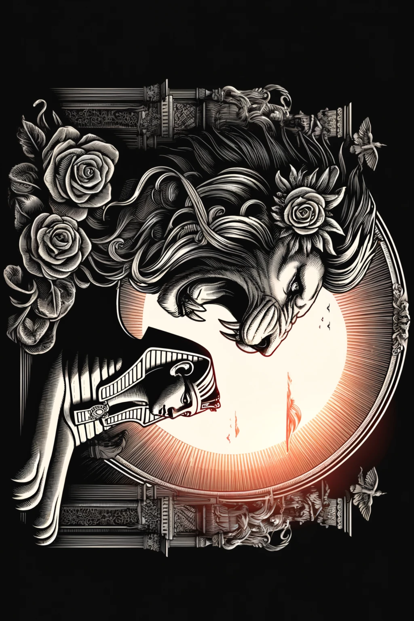 Sticker Sheet / Greeting Card – Gothic Lion, Sphinx Sunset Full Cat. No. 192