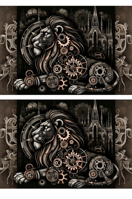 Sticker Sheet – Lion Steampunk Collage Cat. No. 195