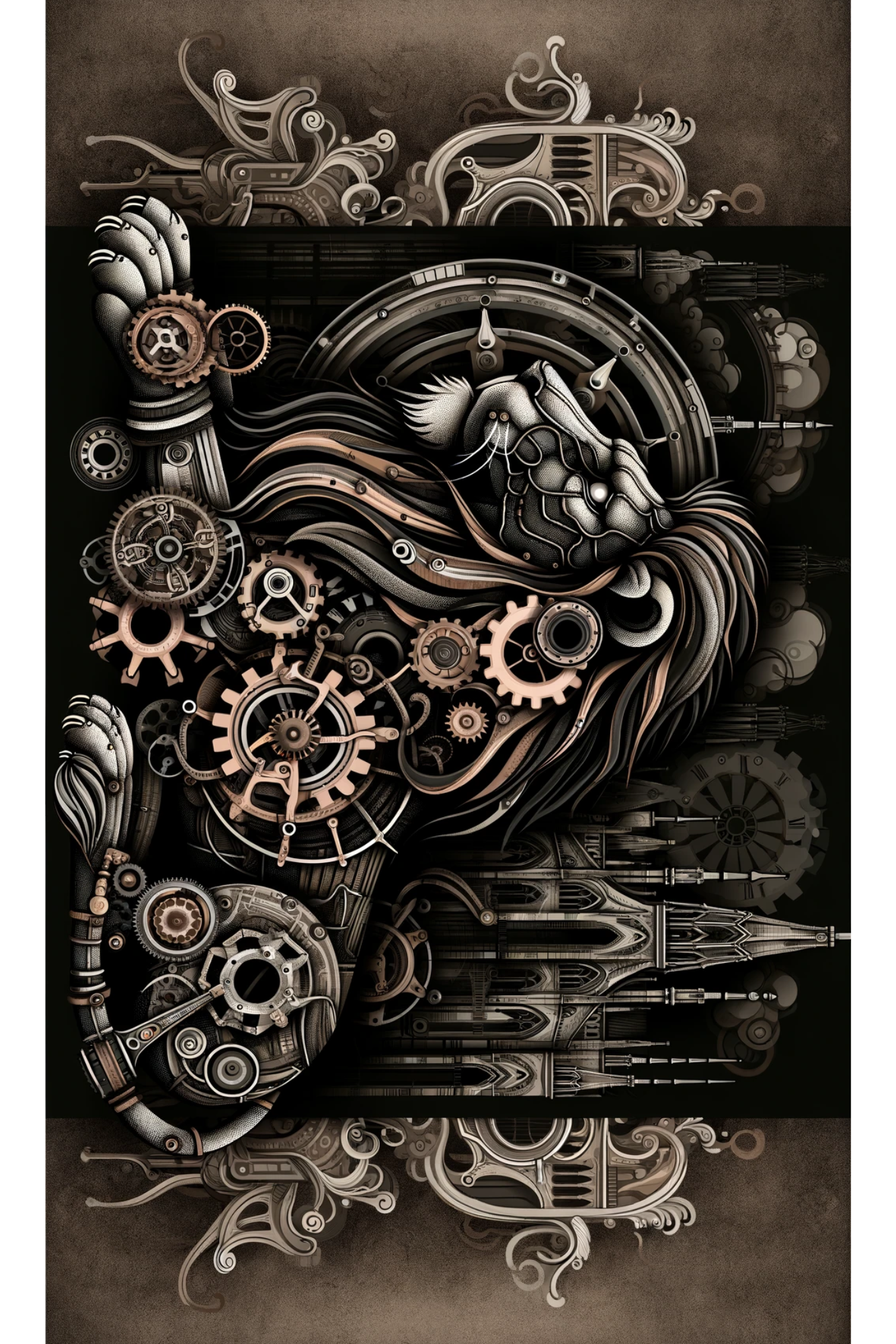 Sticker Sheet / Greeting Card – Lion Steampunk Full Cat. No. 196