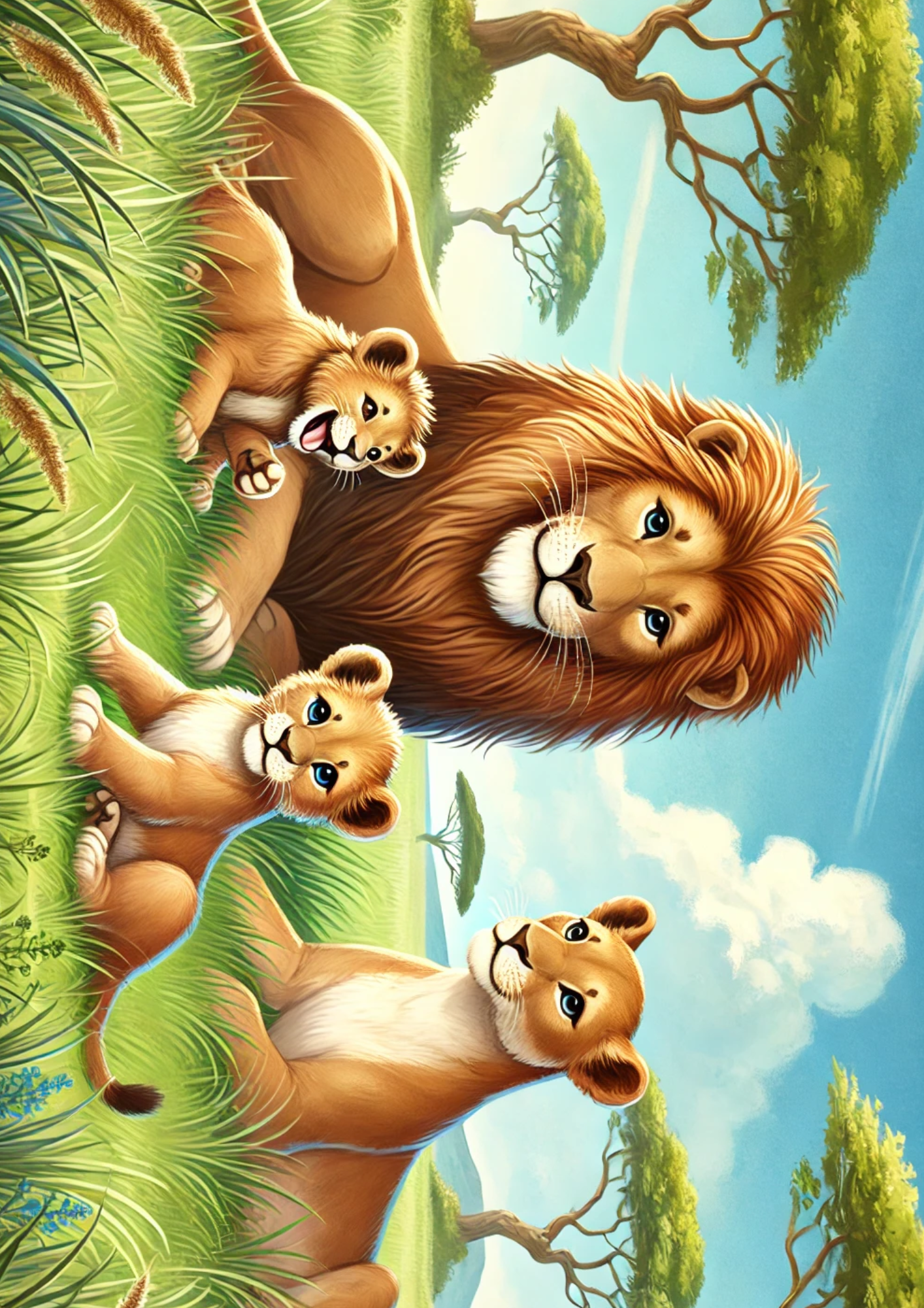 Sticker Sheet / Greeting Card – Lion, Lioness and Lion Cubs Full Cat. No. 1320