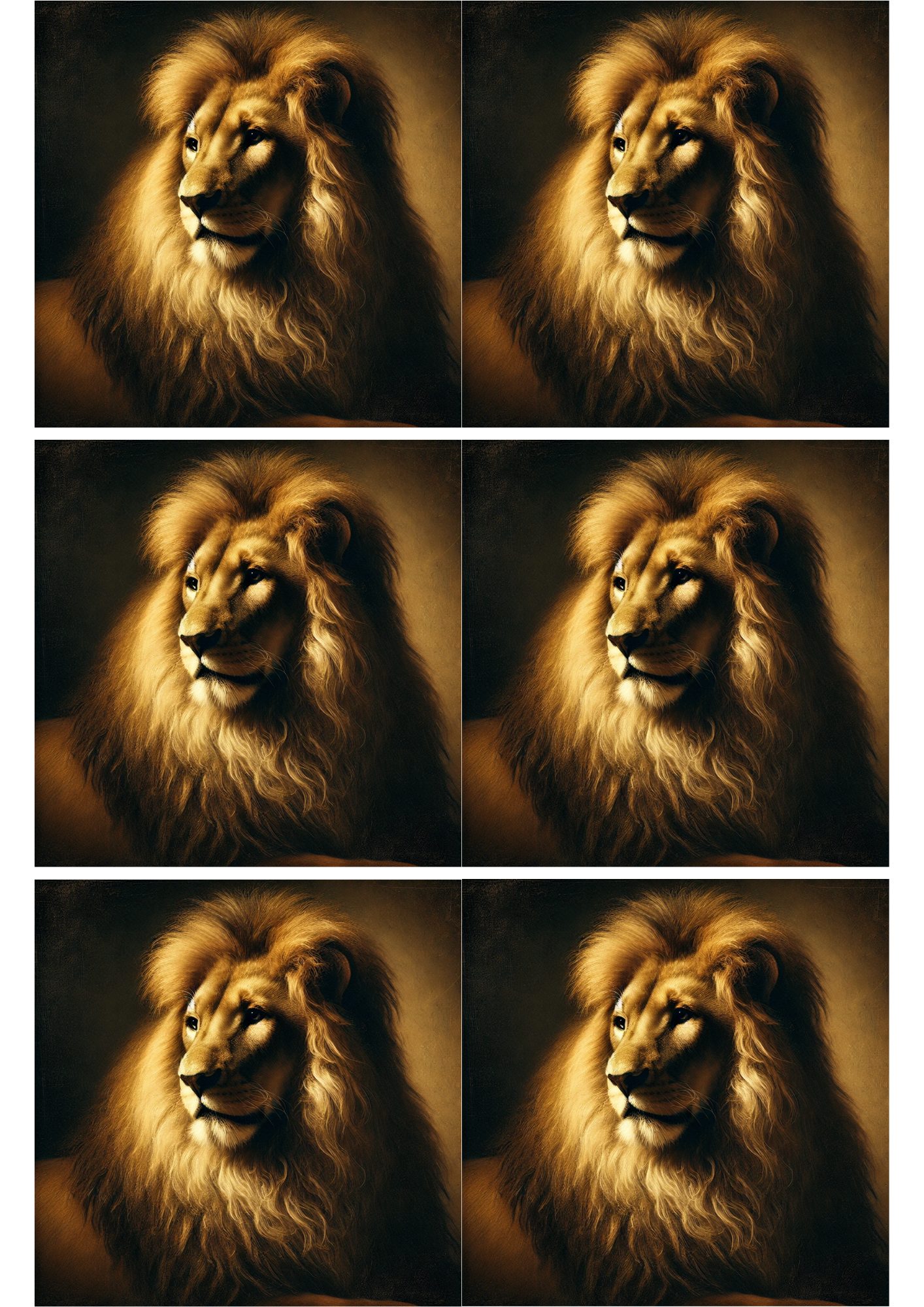 Sticker Sheet – Portrait Of A Lion In The Style Of Rembrandt Collage, Cat. No. 2080