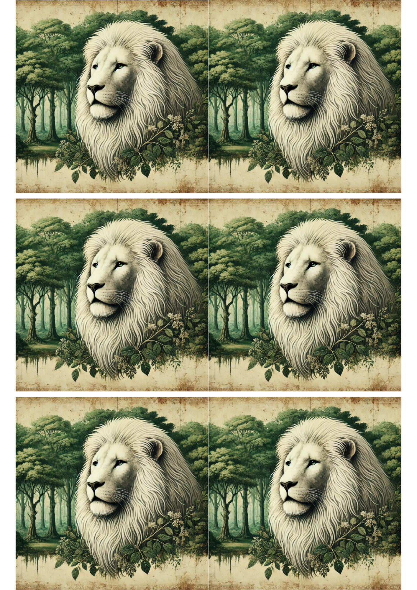 Sticker Sheet / Greeting Card – Lion Vintage Collage, Cat. No. 2082