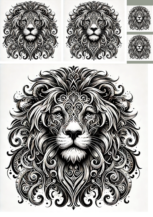 Sticker Sheet – Lion In Gothic Style Collage Cat. No. 1200