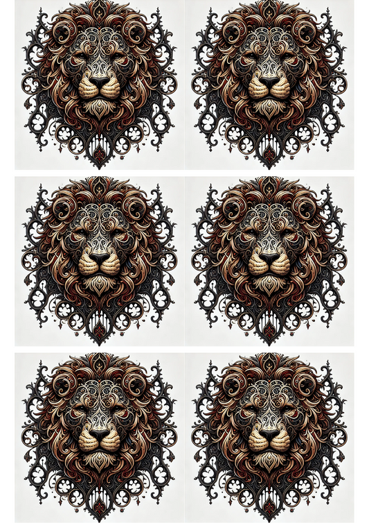 Sticker Sheet – Lion In Gothic Style Collage, Cat. No. 2090