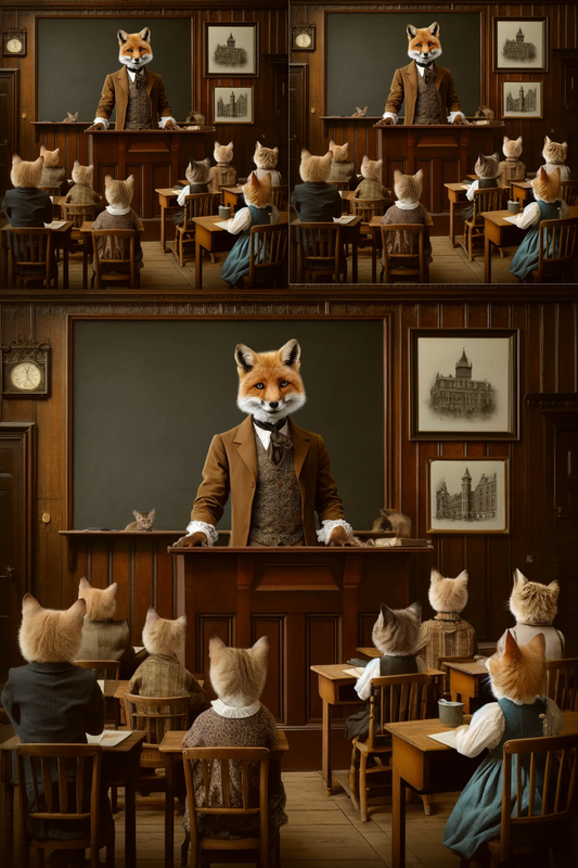 Sticker Sheet Fox Teaches Cats at the Victorian School Cat. No. 42