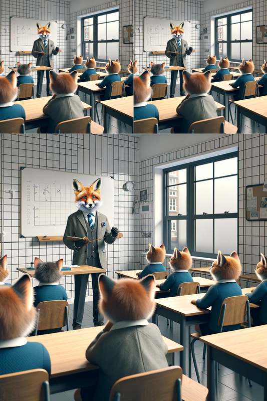 Sticker Sheet Fox Teaches Cats at English School Cat. No. 41