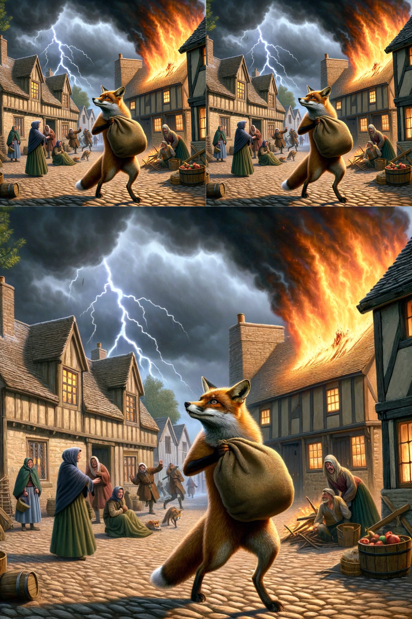 Sticker Sheet / Greeting Card – Fox In The Village, Cat. No. 39