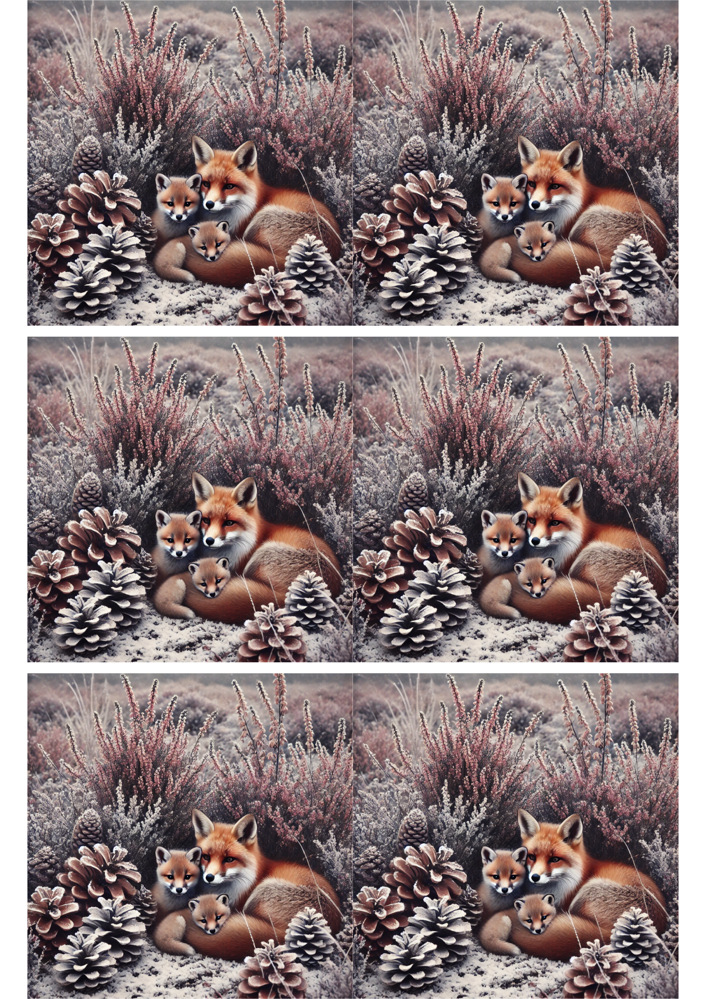 Sticker Sheet / Greeting Card – Foxes in Autumn Collage Cat. No. 2755