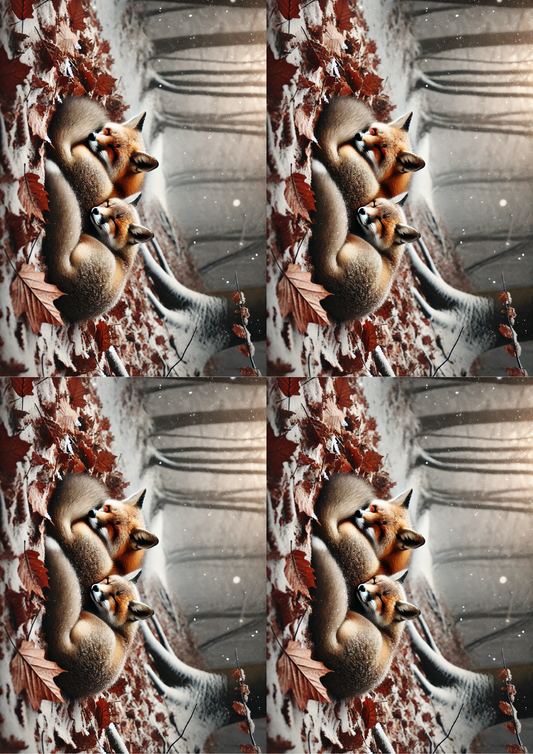 Sticker Sheet – Foxes In Leaves Collage, Cat. No. 2100