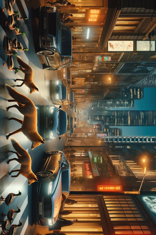 Stickerbogen Füchse überqueren die Straße Kat. Nr. 38