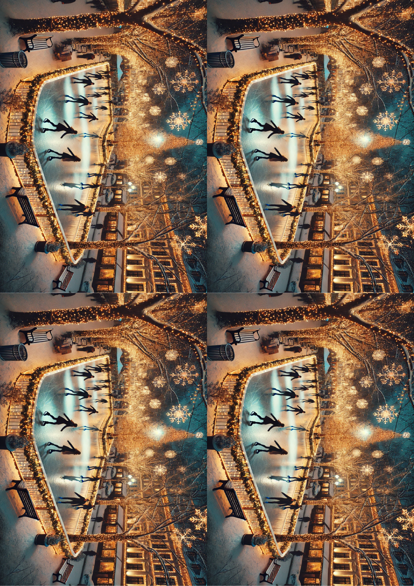 Sticker Sheet / Greeting Card – Christmas Ice Rink Collage Cat. No. 1532