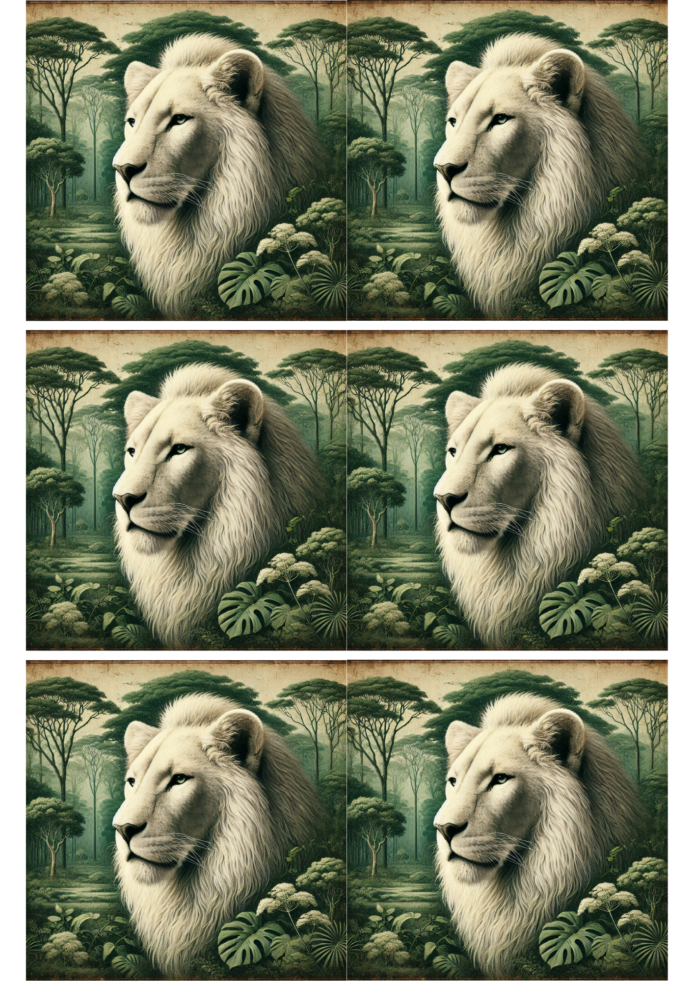 Sticker Sheet / Greeting Card – Lion Vintage Collage, Cat. No. 2106