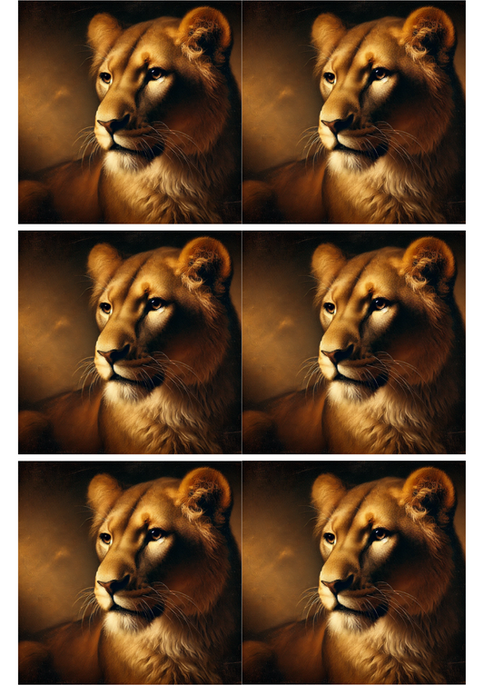 Stickerbogen – Löwe im Stil der Rembrandt-Collage, Kat.-Nr. 2108