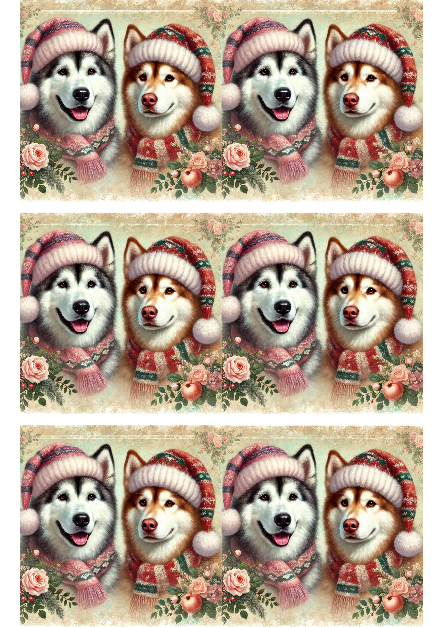 Sticker Sheet / Greeting Card – Malamutes In Hats Collage Cat. No. 2867