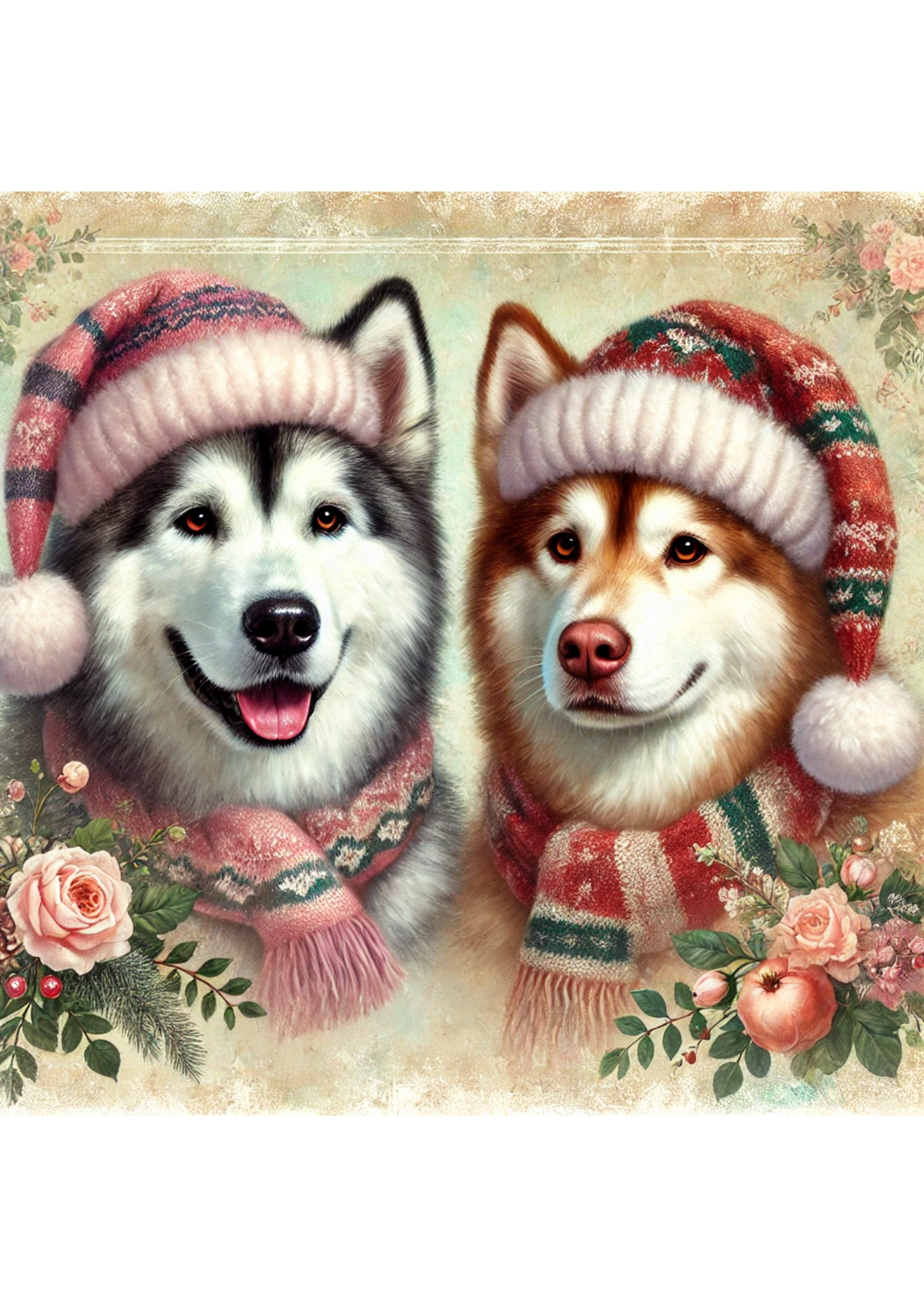 Sticker Sheet / Greeting Card – Malamutes In Hats Full Cat. No. 2868